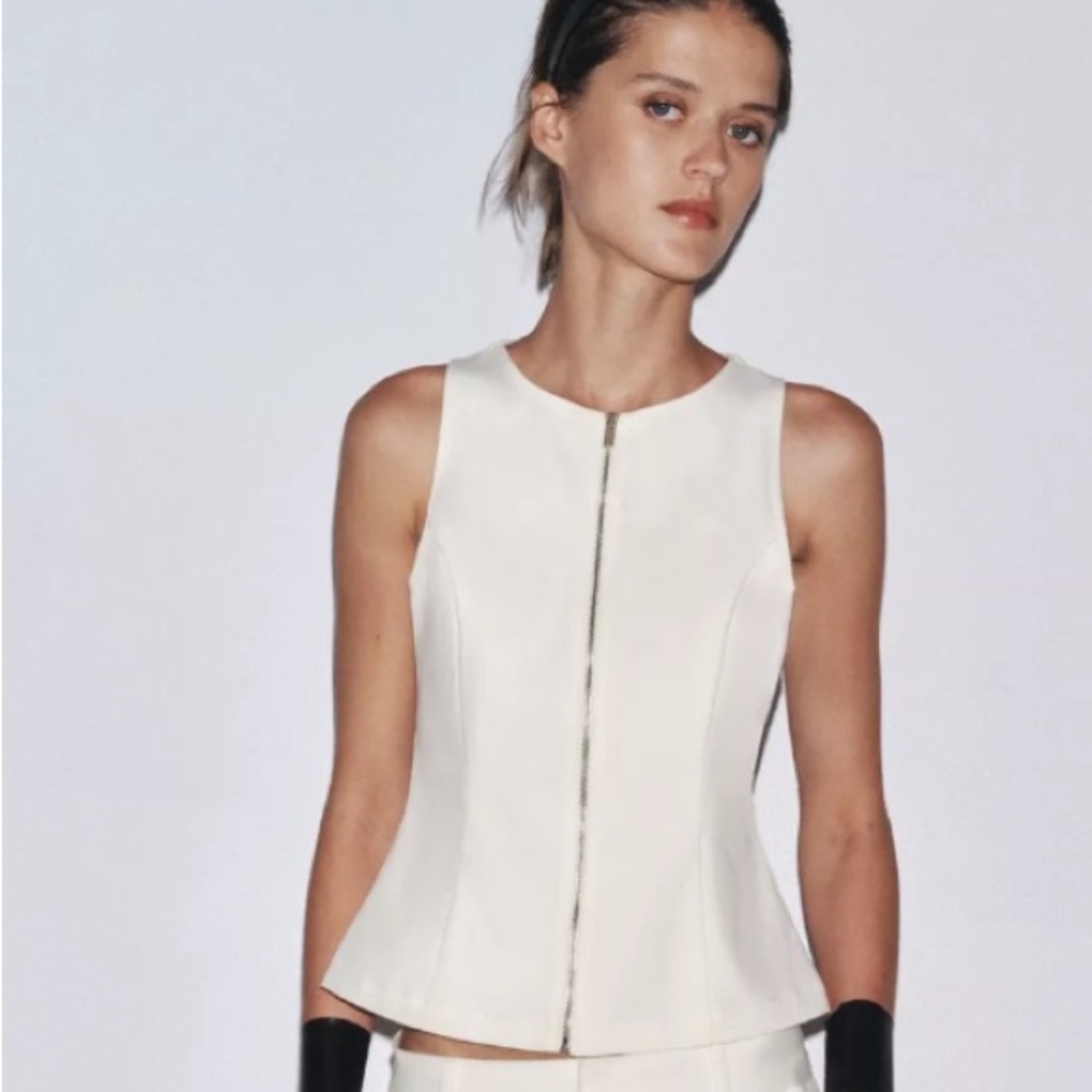 Zara Denim Zip Top